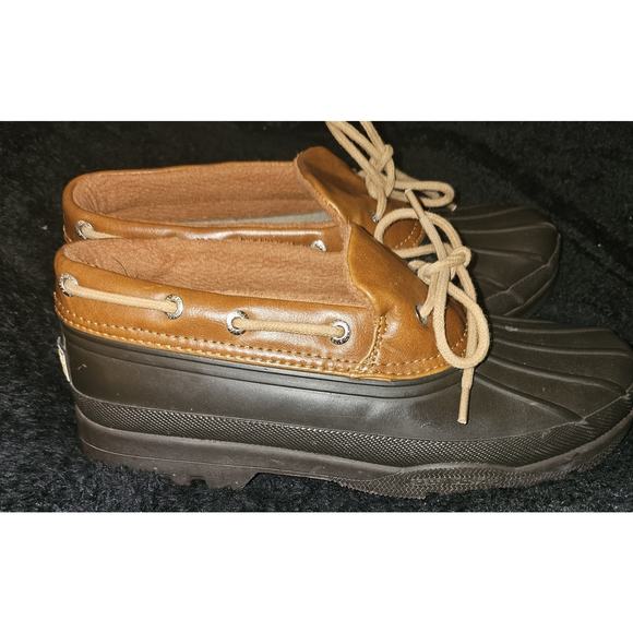 Sperry Women's Top-Sider Heron Brown Mini Platform Rubber Duck Boot - SZ 7.5 - Picture 3 of 7